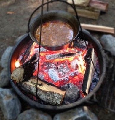 Beans cooking over an open campfire, site 7, Schoolhouse Canyon Park