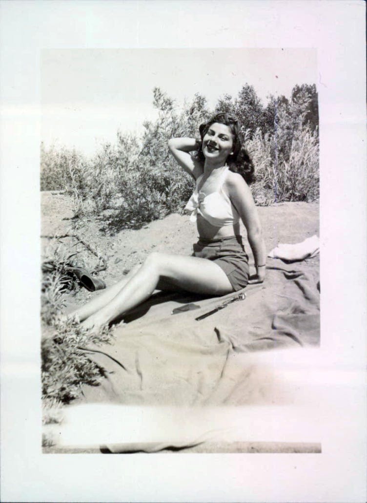 The Bathing Beauty of Schoolhouse Canyon poses in the 1940's