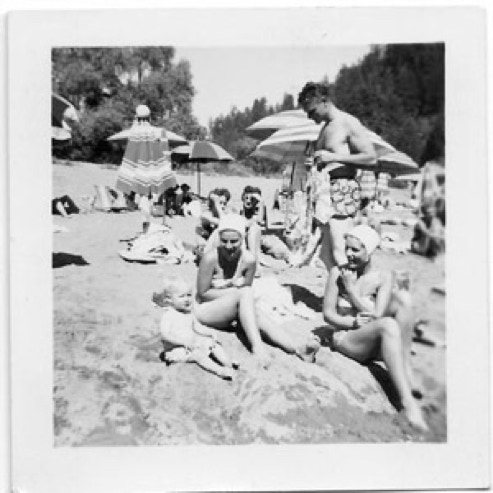 Vintage photo of family on the Russian River near Schoolhouse Canyon Park